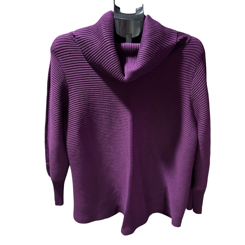 Cyrus Plus Womens Sweater 1X Cowl Neck Long Sleeve Pullover Purple